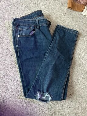 Old Navy Dark Blue Skinny Jeans with Knee Distress